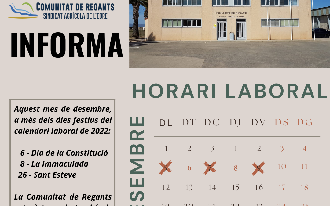 Horari laboral desembre