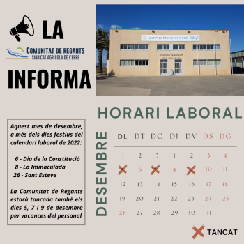 Horari laboral desembre