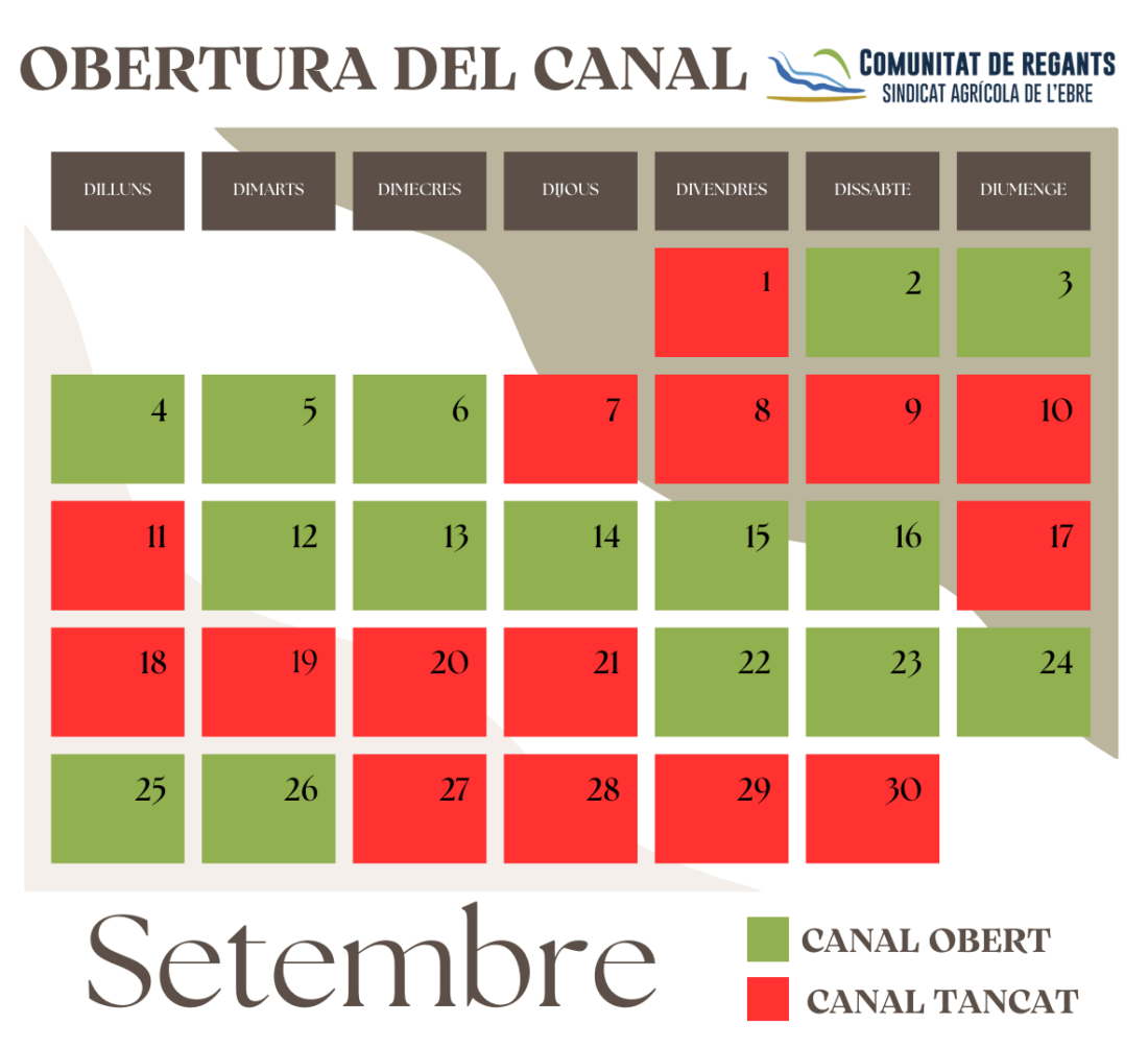 Calendari Obertures – Setembre