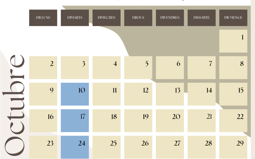 Calendari Regs Octubre