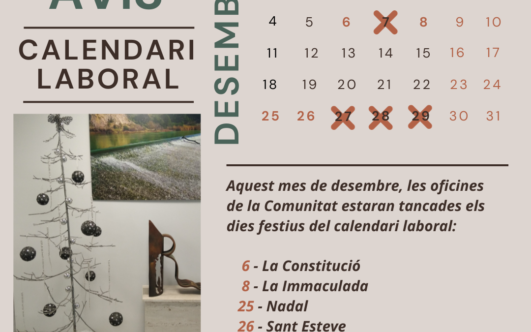 Calendari laboral desembre