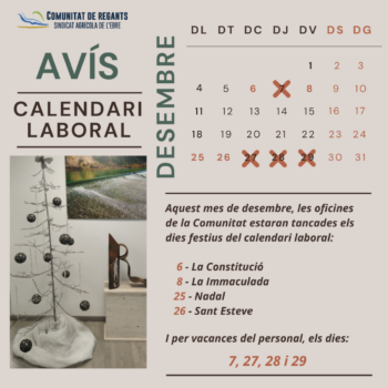 Calendari laboral desembre