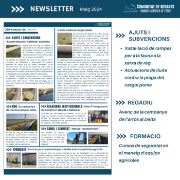 Butlletí informatiu de la Comunitat de Regants. Maig de 2024