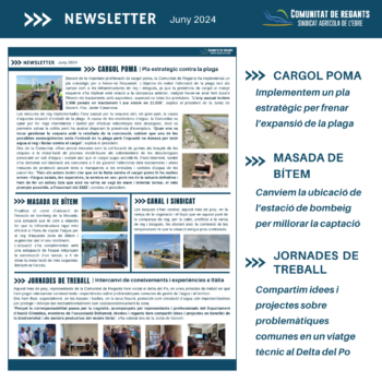 Butlletí informatiu de la Comunitat de Regants. Juny de 2024