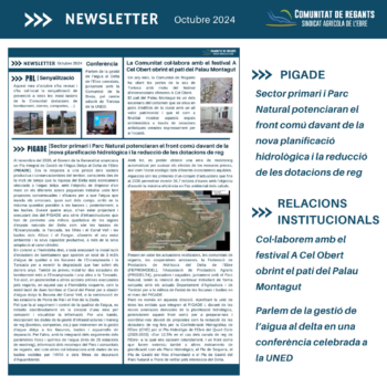 Butlletí informatiu de la Comunitat de Regants. Octubre de 2024