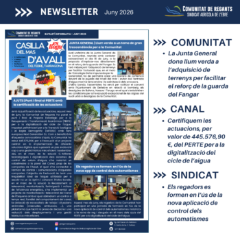 Butlletí informatiu de la Comunitat de Regants. Juny 2026